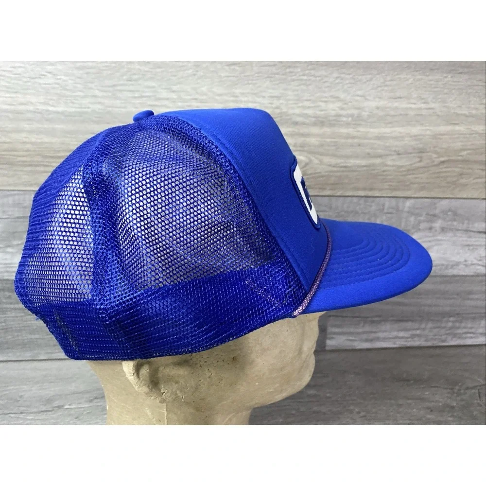 Vintage Nissin Fastline Trucker‎ Hat Royal Blue Mesh Snapback Racing Cap Foam